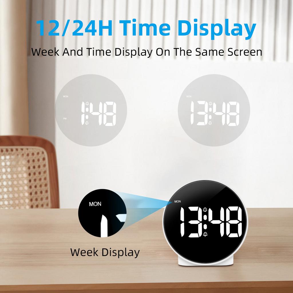LED Digital Alarm Clock Table Clock Snooze Night Mode 12/24H Electronic LED Clocks Dual Alarm Bedroom Beside Clock Home Decor
