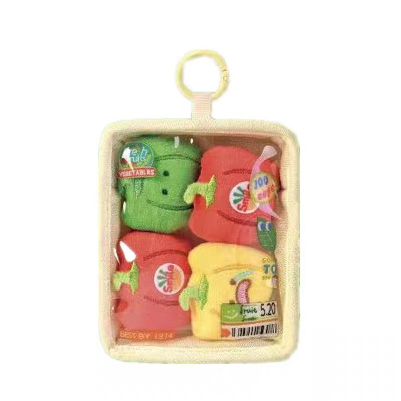 Cute Simulation Salmon Octopus Plush Keyring Soft Seafood Vegetable Bag Charm Unique Party Gift for Kids