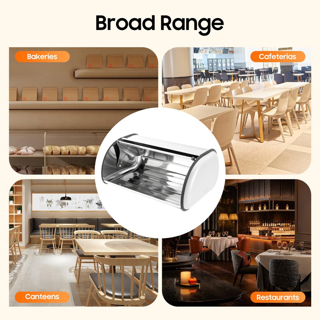 Large Stainless Steel Bread Box with Vents, 17.1 Inch Kitchen Bread Storage for Bread Pastries Biscuits, Modern Silver Organizer