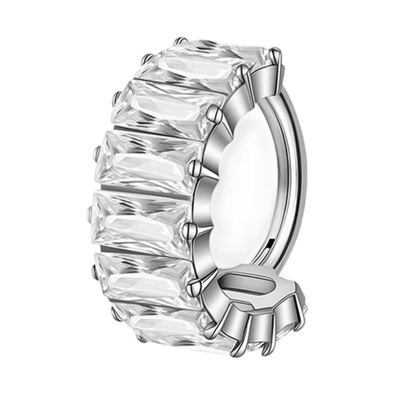 Квадратная циркониевая серьга-гвоздик для хряща из титанового сплава для чувствительных ушей. Элегантное пирсинг-украшение для женщин