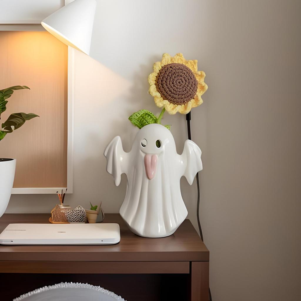 Halloween Ghost Decor Ghost White Ceramic Vase Figurine Room Decor Halloween Decorations Table Centerpieces For Holiday Home