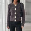 Women's Fashion Knit Cardigan Sweater with Flower Buttons