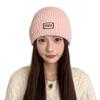 Letter Logo Warm Ear Protection Woolen Hat for Women Autumn and Winter Cold Hat Big Head Circumference Showing Face Small Versatile Knitted Hat