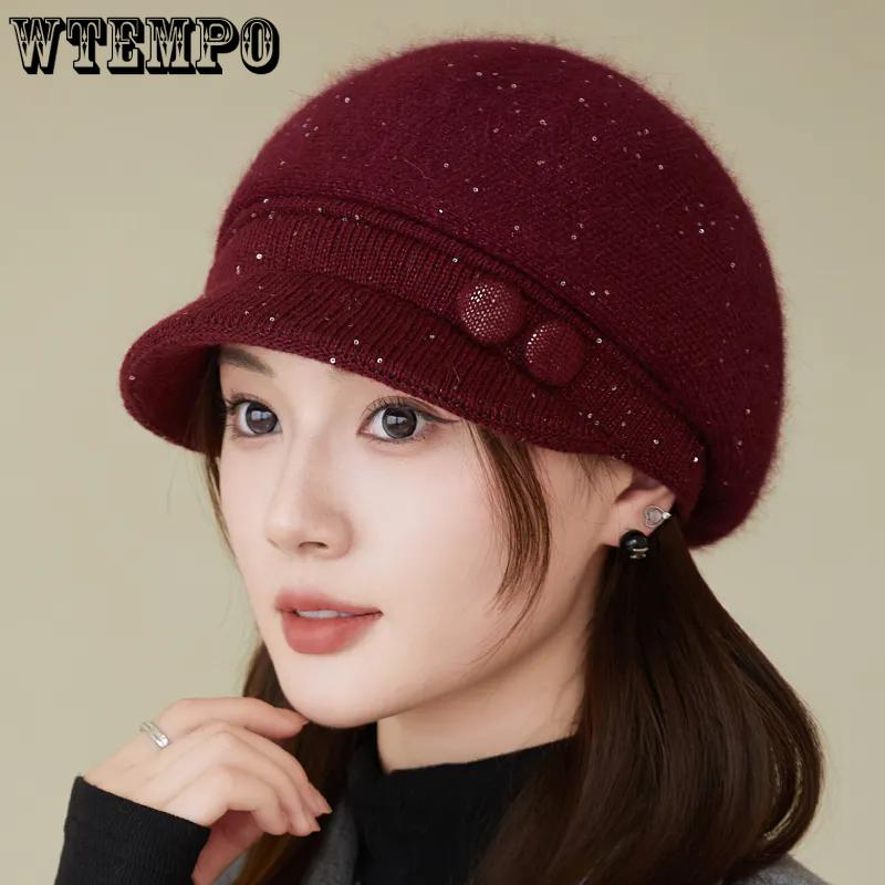 WTEMPO Solid Color Large Brim Bucket Hats Cold-proof Windproof Warm Autumn Winter Casual Verstaile Hats Gifts for Mom