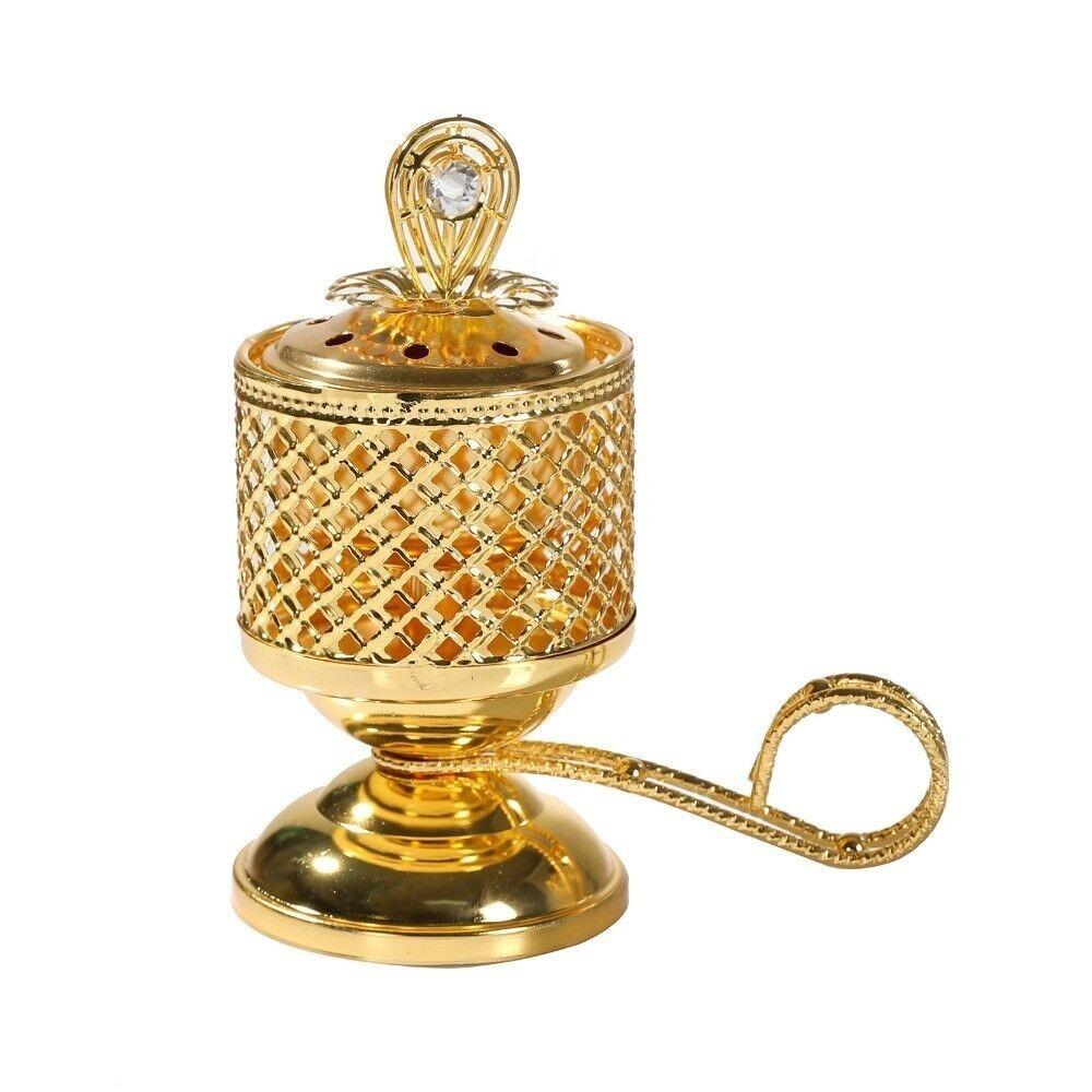 New Traditional Middle Eastern Arabic Incense Stove Handheld Metal Incense Stove Gold Aromatherapy Furnace Hotel