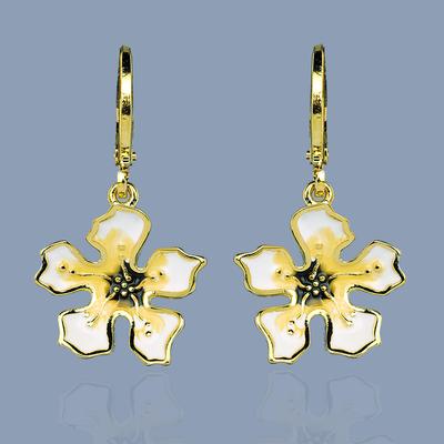 Ohrring für Frauen, modische gelbe Blumenohrringe, Blumenohrringe, luxuriös, Hochzeit, Brautschmuck, handgefertigt, Emaille