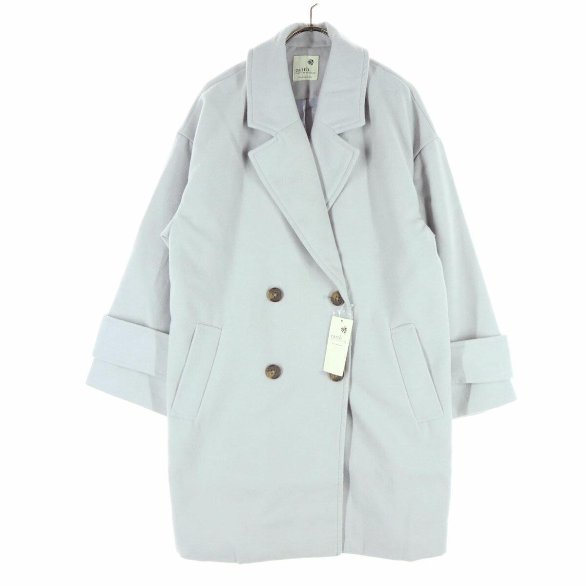 Old clothes unused earth musicecology long sleeve pea coat F gray ladies [used]