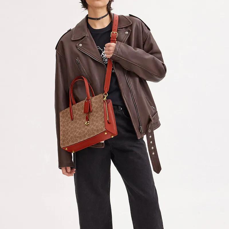 Coach Carter Cow Leather PVC Tote Bag , Shopping Bag , Handbag , Shoulder Bag , Crossbody Bag Large Women's Brown (Unisex) Handbags