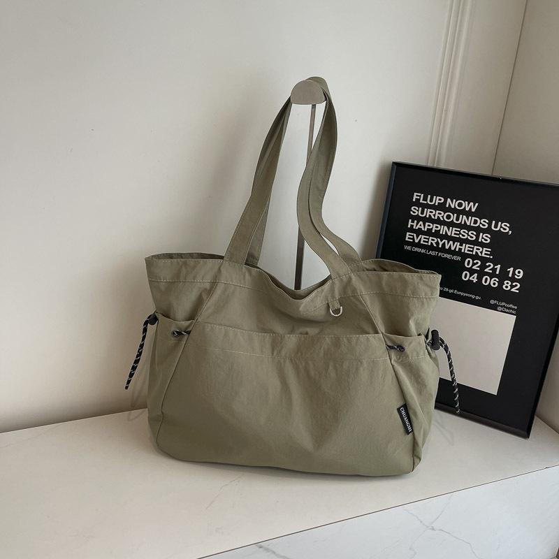 Large Capacity Go Out Canvas Bag Light Casual Messenger Bag Women's Multi-functional Trendy Solid Color Simple Student Shoulder Bag