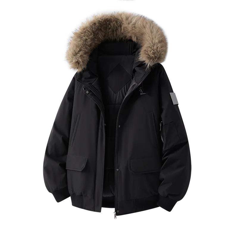 Herbst Winter Herren Kapuzenparka Herren Freizeit Kunstpelzkragen Mäntel Mann High Street Baumwolle Wattierte Jacke Unisex Outdoor Jacken