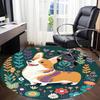 1pc Floral Corgi Office Round Area Rug, Under Office Chairs Bedroom Living Room Home Decor, Room Deco