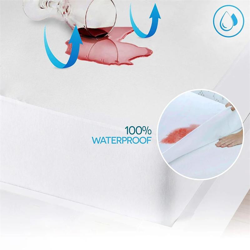 Terry Towel Waterproof Fitted Sheet Mattress Protector 1-Piece Cotton Terry Fabric Waterproof Bedcover Bed Protector Cover