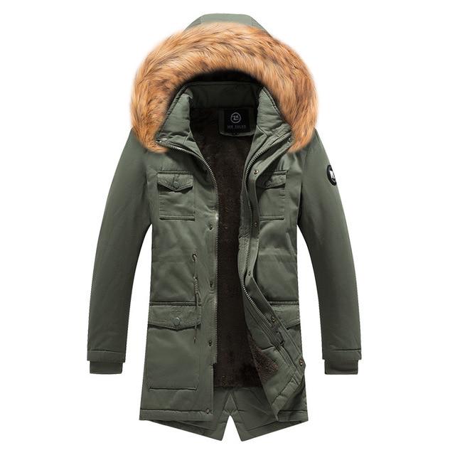 Parkas Men Winter Jacket Long Thicken Coat Warm Cotton Hooded Outwear Overcoat Drop Shipping