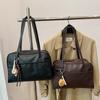 Simple Large Capacity Shoulder Bags for Women Pu Leather Underarm Ladies Commuter Tote Bag Vintage Female Handbags Tote Purse