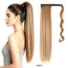 Synthetic Straight Ponytail Hair Extension With Velcro Wrap Design, 60cm Long Sleek Wrap Around Ponytail For Women Girls