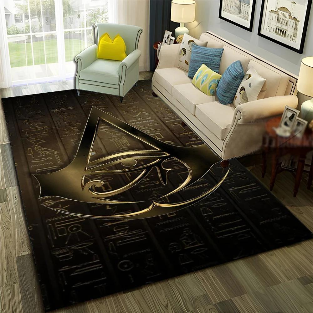 3D Egyptian Pharaoh Hieroglyphics Carpet Rug for Home Living Room Bedroom Sofa Doormat Decor,kids Area Rug Non-slip Floor Mat