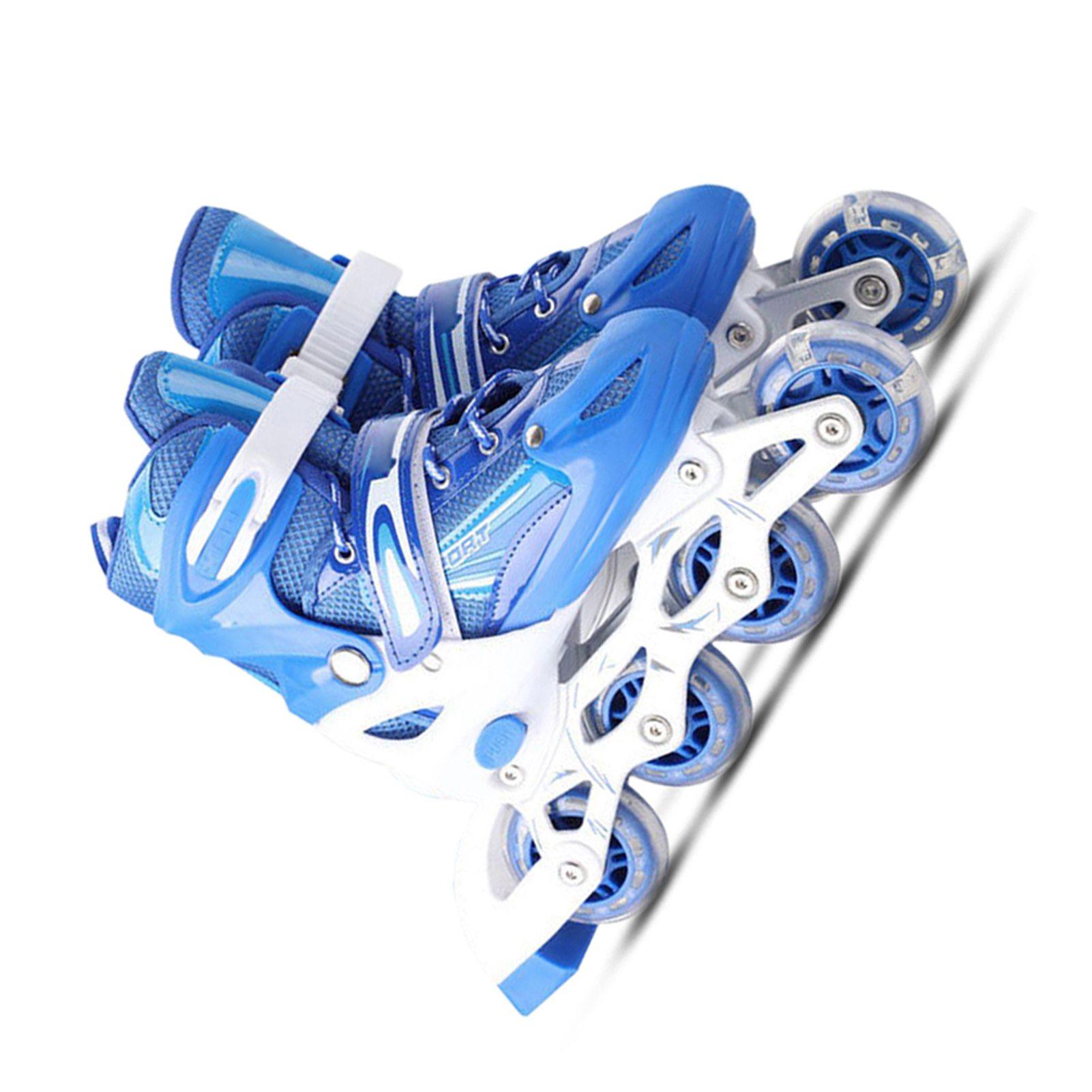 

Регулируемые светящиеся роликовые коньки с колесами с подсветкой для детей и взрослых для девочек и мальчиков, мужчин и женщин M синий