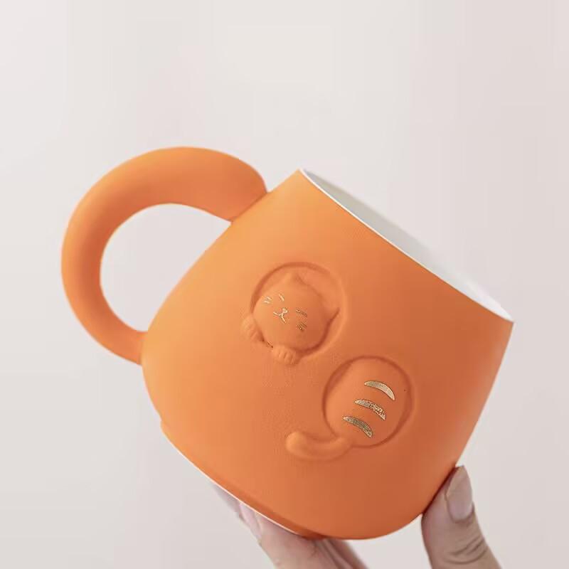 High-Value Wind With Lid Cute Cup Designer Niche Coffee Cup Ceramic Water Cup Girl