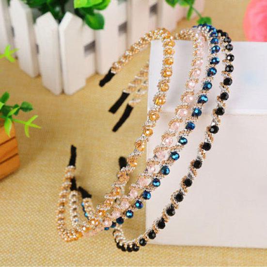 Fashion Single Row Handmade Girls Headband Rhinestones Women Hair Hoop Headwear