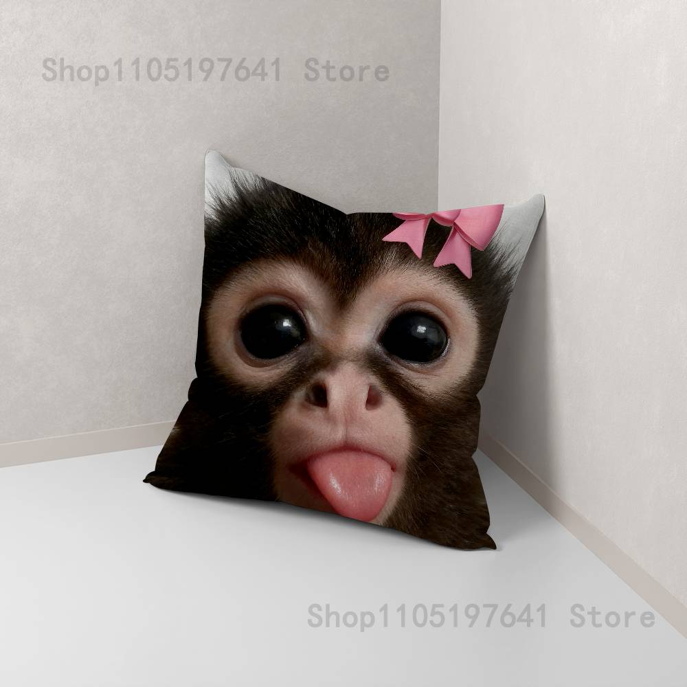 Funny Cute Monkey Emoji Pillow Case For Sofa Decor Car Office Room Printing Cushion Cover Decorations and Protector
