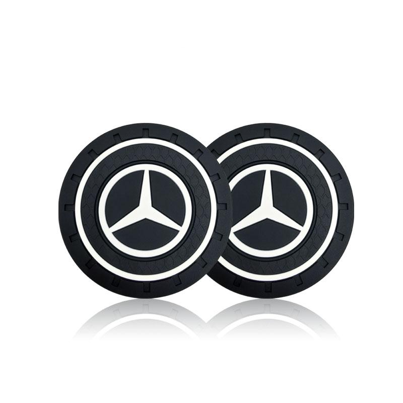 2Pcs Car Anti Slip Coaster Anti-noise Water Cup Pad Cushion Car Accessories For Mercedes Benz GLE63 CLS63 GLC63 W204 W205 C63 W212 W213 E63 W222
