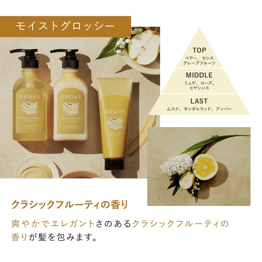 DROAS Moist Glossy and Hair Mask 3-Piece Set Shampoo, Treatment,