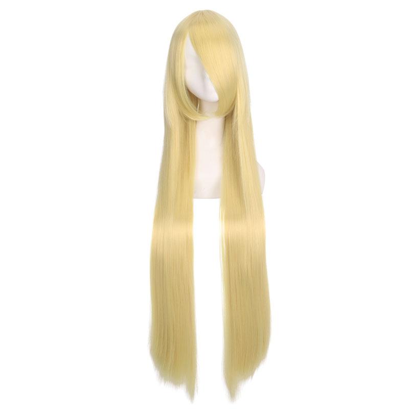 100cm Colored Straight Bangs Women's Synthetic Wig Heat Resistant Fiber Multi Color Party Anime Roleplay Free Wig Cap