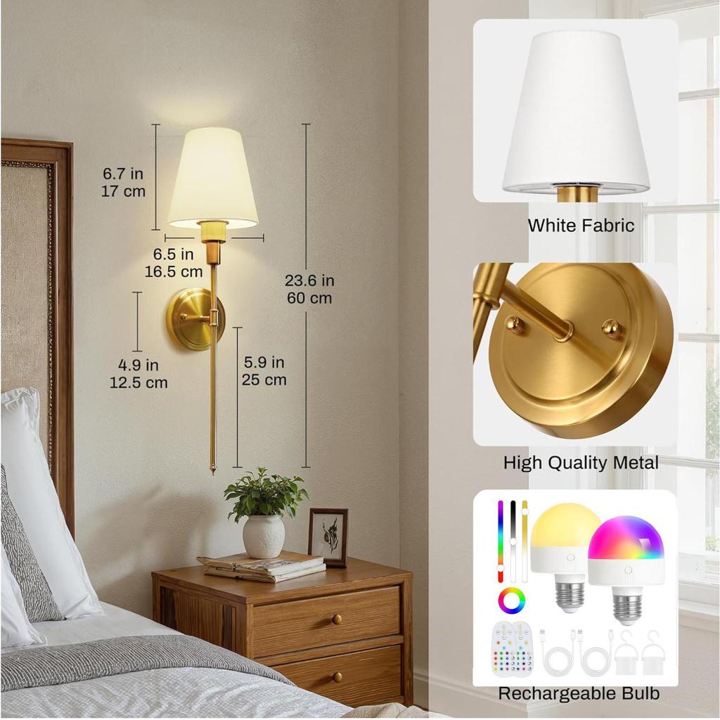 Nordic Wireless RGB Dimmable Ambiance Wall Lamp for Bedroom Sofa Stairs