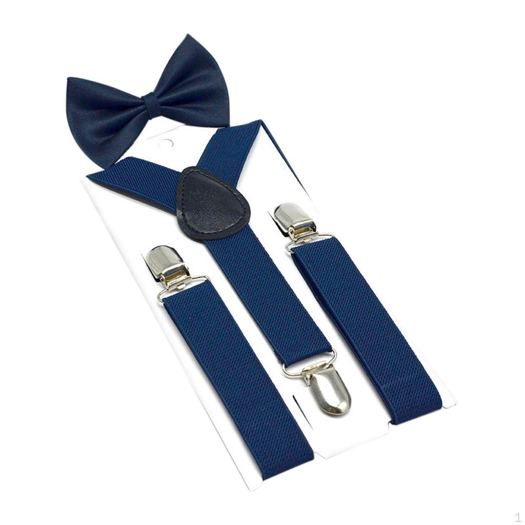Kids Bow Tie Braces Y Back 3 Clips Adjustable Support for Formal Wear Party Jeans