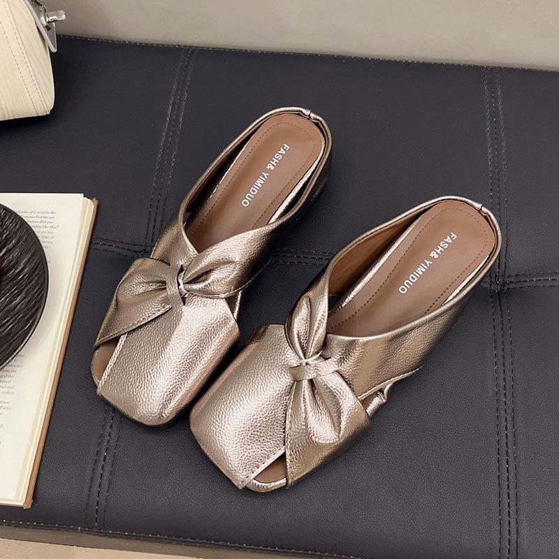 

Баотоу полутапочки женские уличные 2025 лето новые корейская версия плоские крутые тапочки ленивая мода мюли женские 40