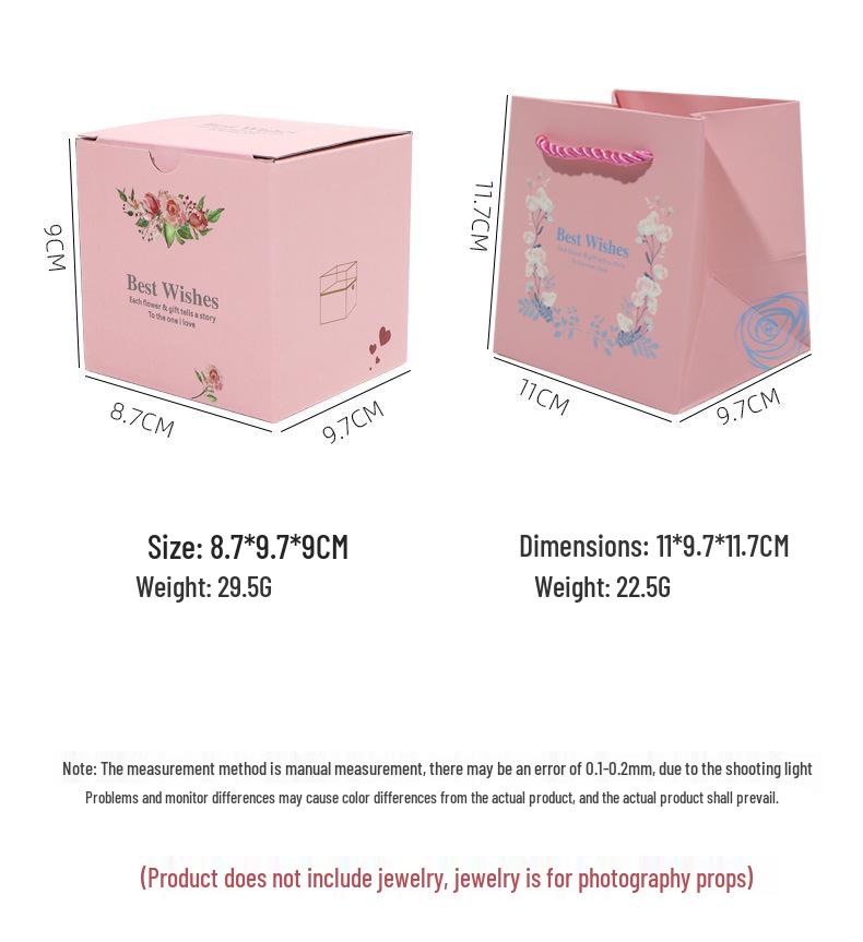 Automatic Rotating Acrylic Jewelry Box with Preserved Rose and Necklace - Valentine's Day Gift