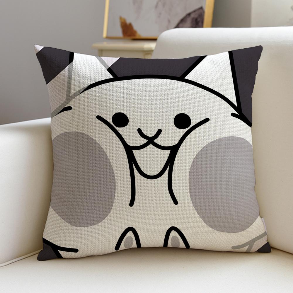 Addictive TThe Battle CatsS Cushion Cover Breathable and Skinfriendly Linen Pillowcase Square Removable and Washable Cushion