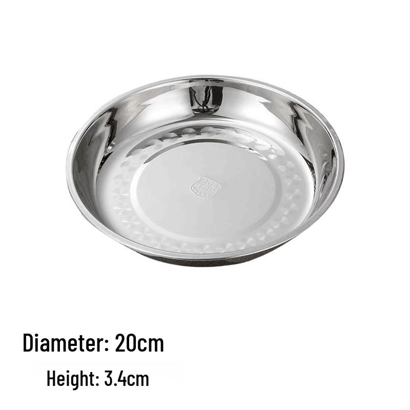 Lu Feng Lai 304 Stainless Steel 20cm Round Dinner/Soup Plates (Set of 5)