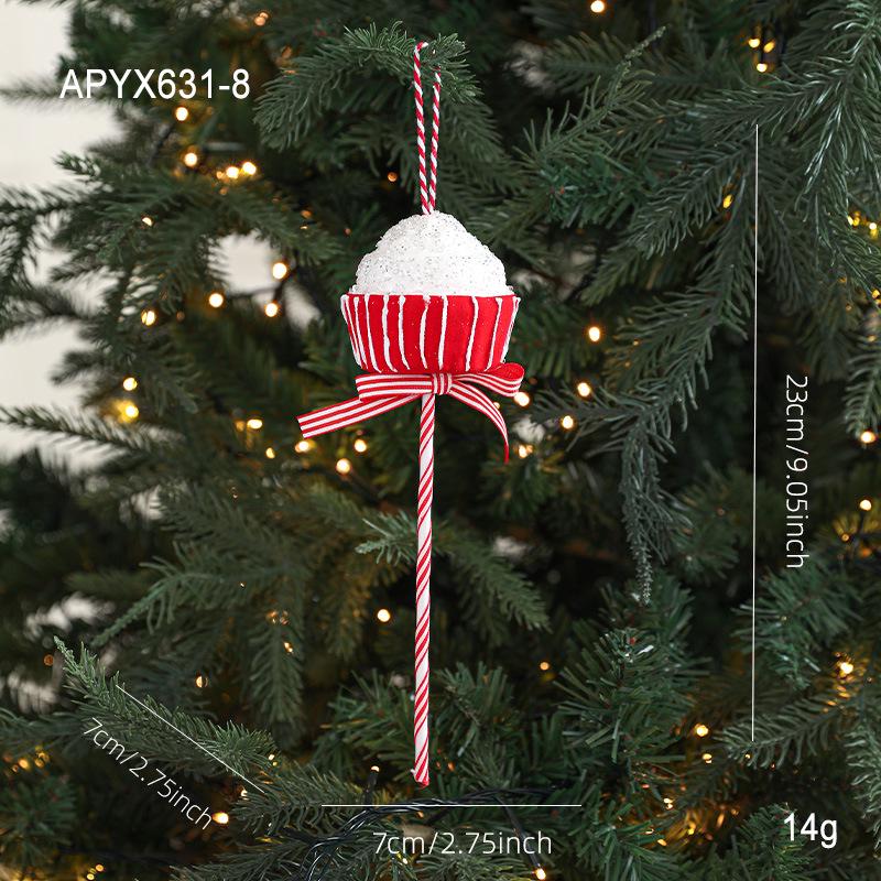 Red & White Plush Candy Christmas Balls Ornaments for Tree Decoration
