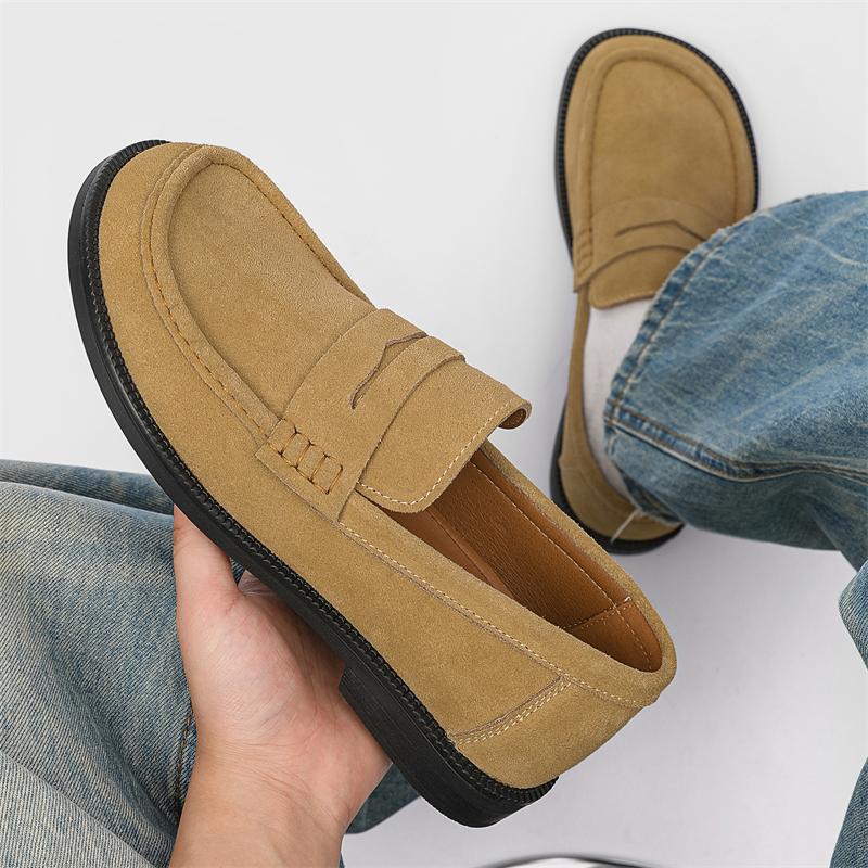 Fashion Cow Suede Leather Men Classic British Style Loafers Moccasins Mens Light Comfortable Walking Flats Luxury Men's Casual Shoes