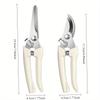 2Pcs Garden Shears - Straight & Bypass Pruning Scissors with White Handles, Non-Slip Grip & Durable Construction for Flowers, Plants, Bonsai, Fruits