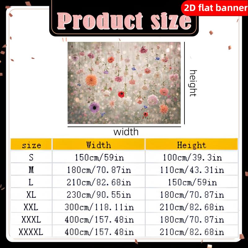 2D flat banner polyester Nordic style floral pattern party banner holiday party decoration background fabric