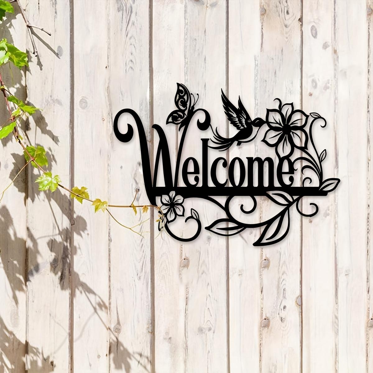 Stainless Steel Welcome Wall Art Floral Hummingbird Decor Outdoor Garden Wedding Gift