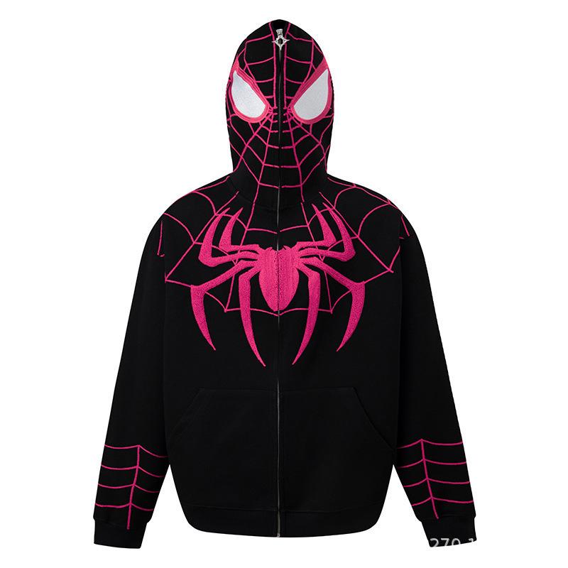 Marvel Spider-Man 3D Digital Print Gothic Dark Hoodie Men, Cool Streetwear Long Sleeve Sweatshirt, Loose Fit