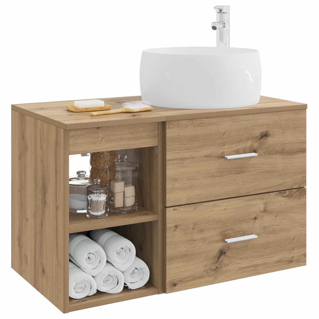 Bathroom Furniture Set 2 Pcs Artisan Oak Wood Based Material