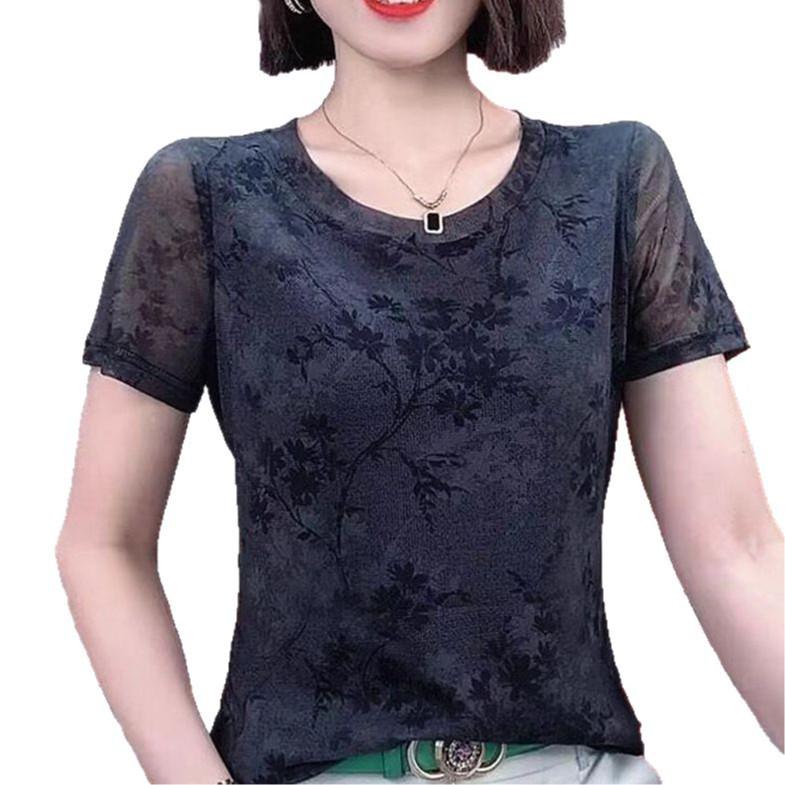 2025 Summer Mesh Crew Neck Short Sleeve Slimming T-Shirt