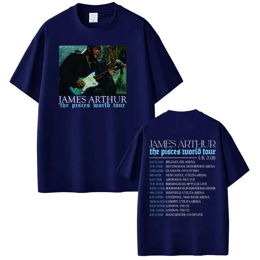 Dark Grey Oversized Cotton T-Shirt Featuring James Arthur’s The Pisces World Tour 2026 UK Dates and Live Stage Shot for Fans