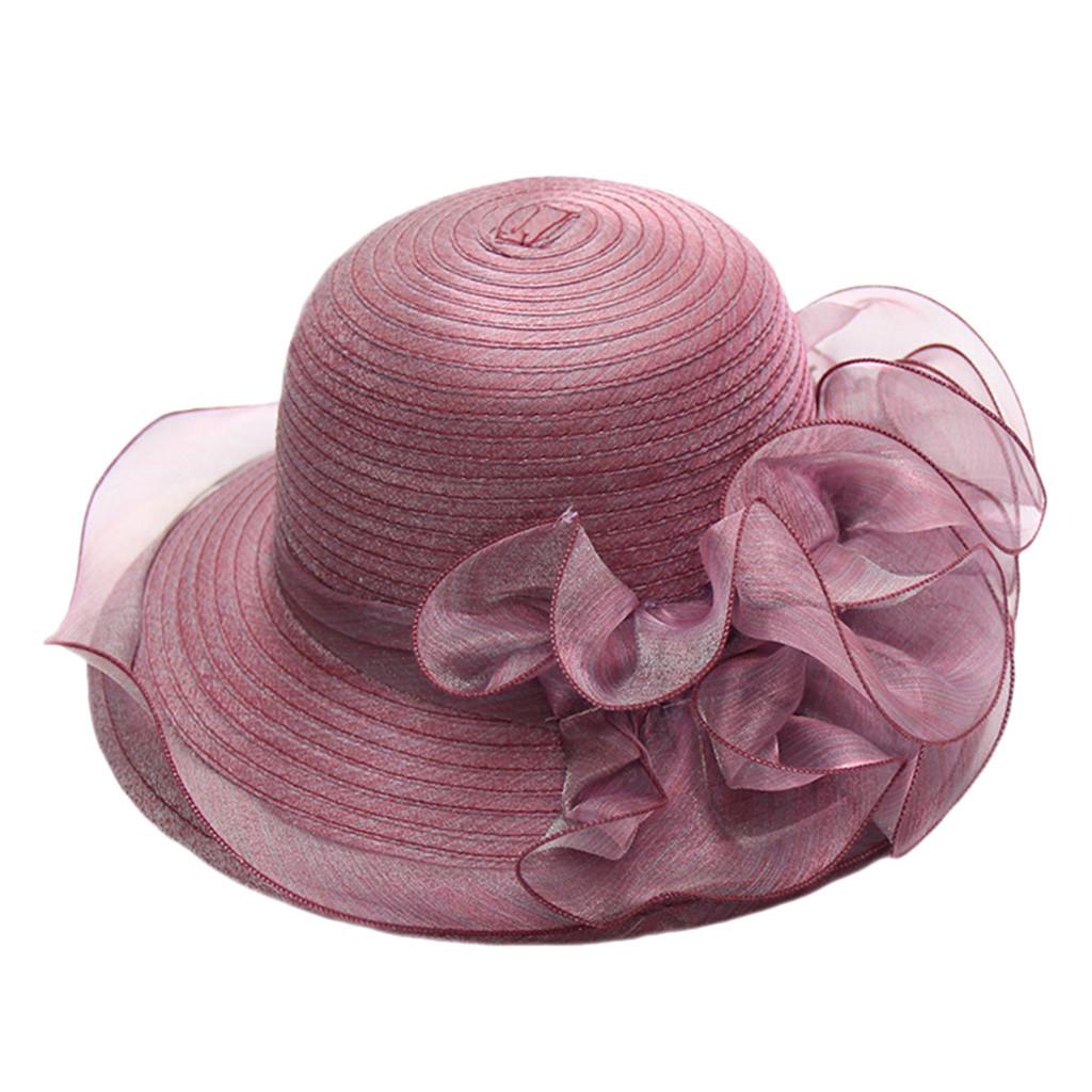 Foldable Wide Brim Sun Hat for Women Summer Organza Beach Hat Lightweight Breathable UV Protection Packable Travel Hat