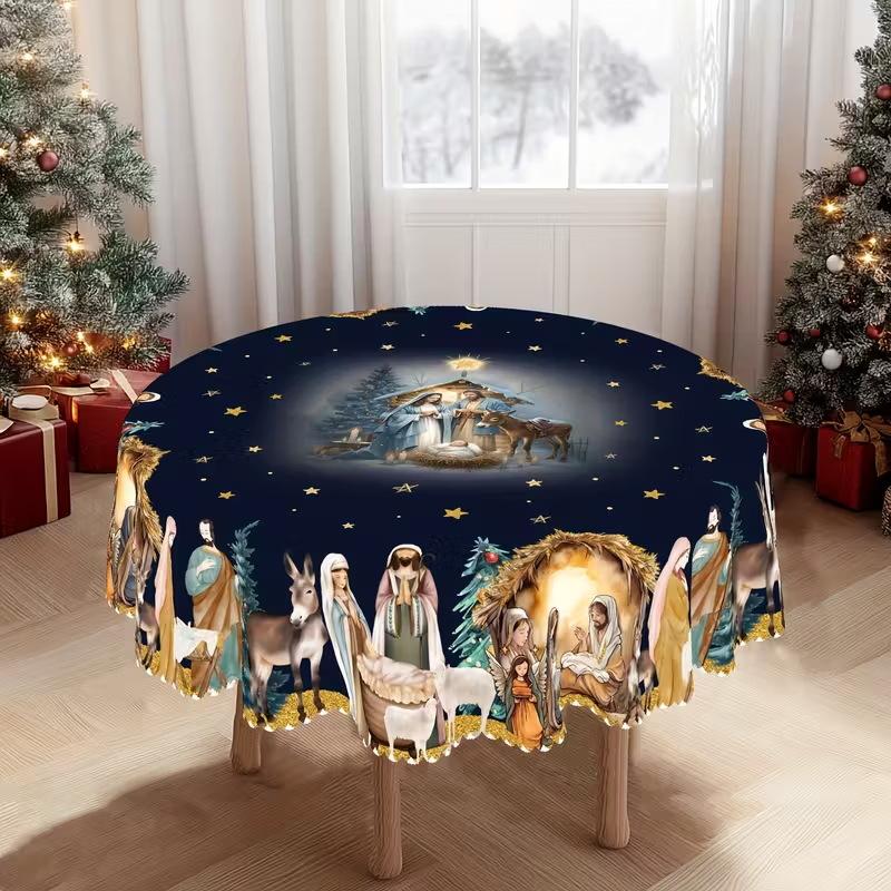 Christmas Tablecloth - Vintage Snowman, Indoor/Outdoor Party, Home, Dining Decor Holiday Decoration