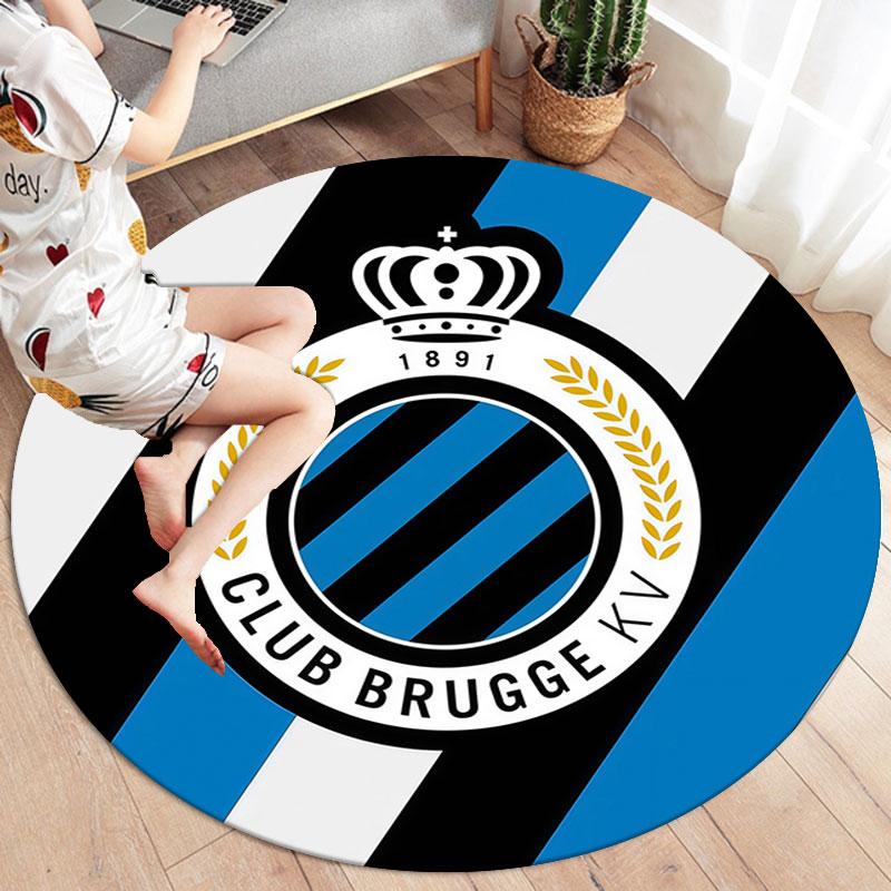 Club Brugge KV Round Area Rug,Carpet Rug for Living Room Bedroom Sofa Playroom Decor,Non-slip Floor Mat
