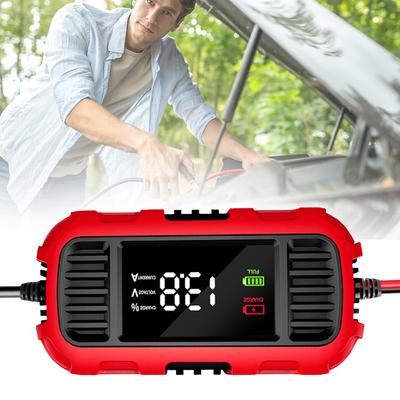 12V 2A Car Battery Charger Digital Display Motorcycle Battery Charger Fully Automatic Battery Charger for Motorcycle Batteries