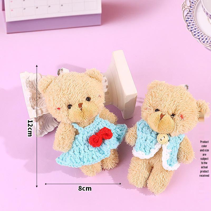 Blush Bear Plush Vest Keychain - Cute Teddy Backpack Charm Gift