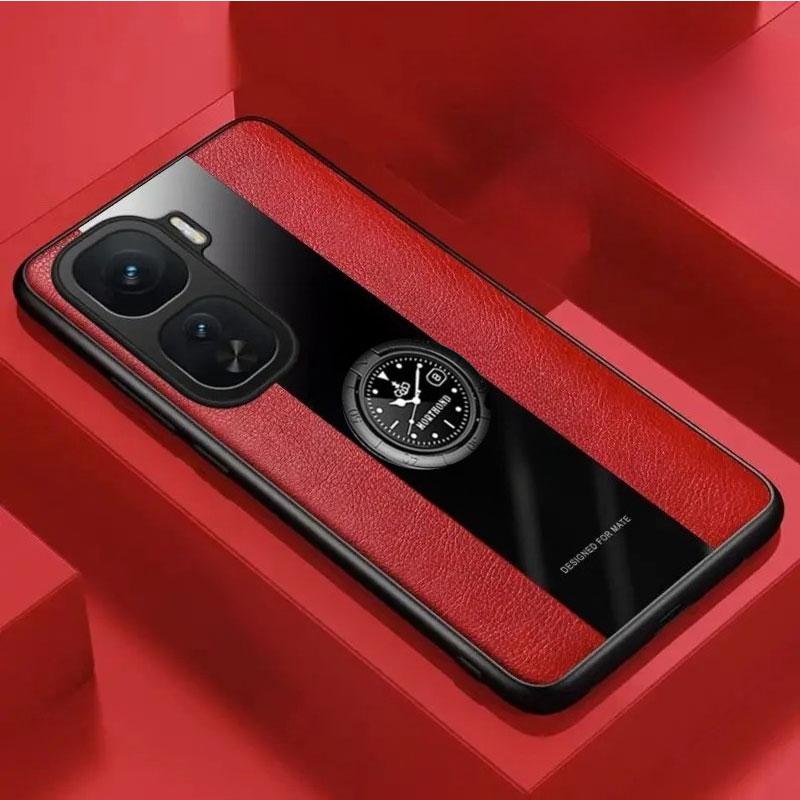 Magnetic Ring Holder Cases For VIVO iQOO Neo11 (China) PU Leather Bumper Cover For iQOO Neo 11 Shockproof Soft Silicone Shell