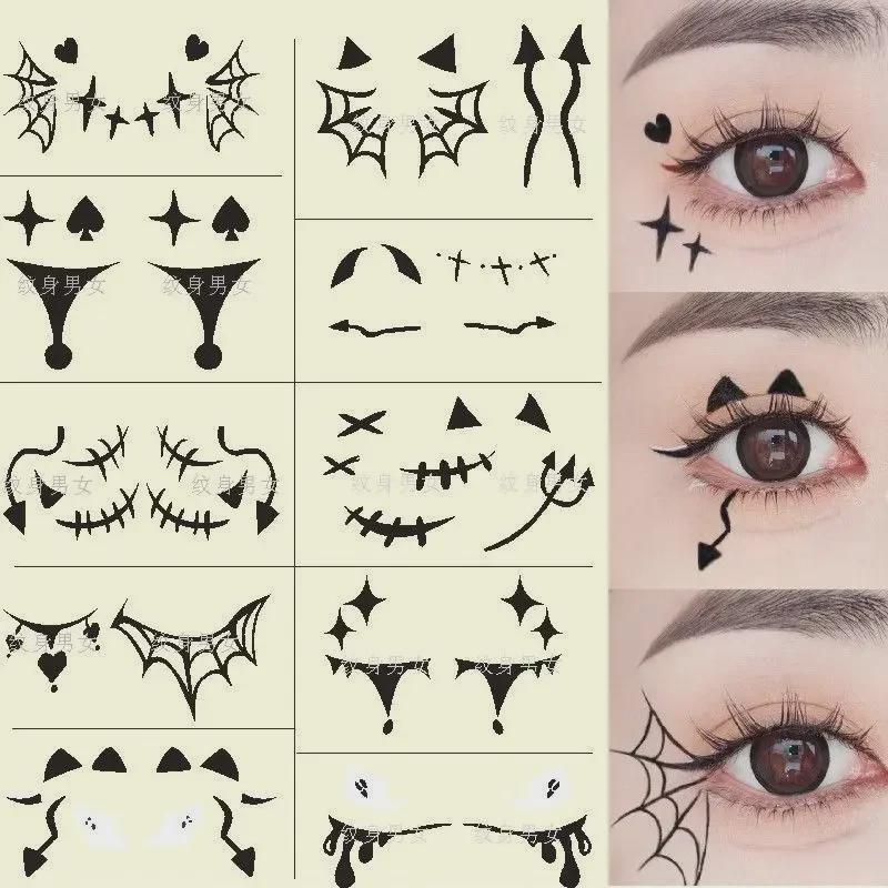 Halloween Glitter Pumpkin & Witch Face Tattoo Stickers - Devil Eye Makeup Accessories
