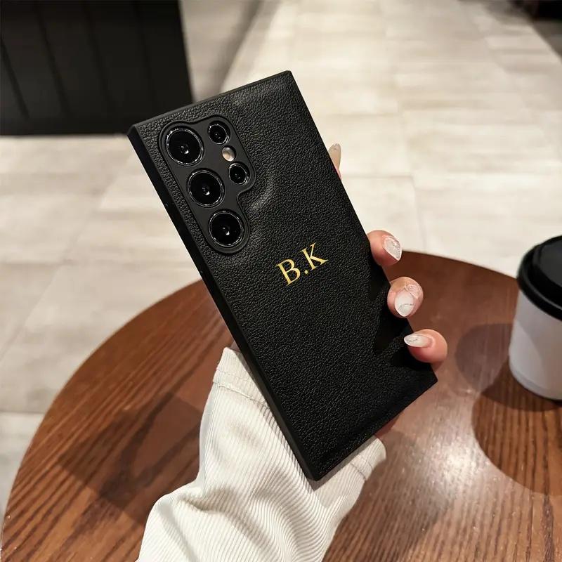 

Custom Name 3D Engrave Case for Galaxy S25 S24 S23 S22 S21 S20 Ultra Plus FE A14 A15 A34 A35 A52 A53 A54 A55 Faux Leather Cover Galaxy S24